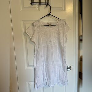 Sheer White Cotton Embroidered Dress
